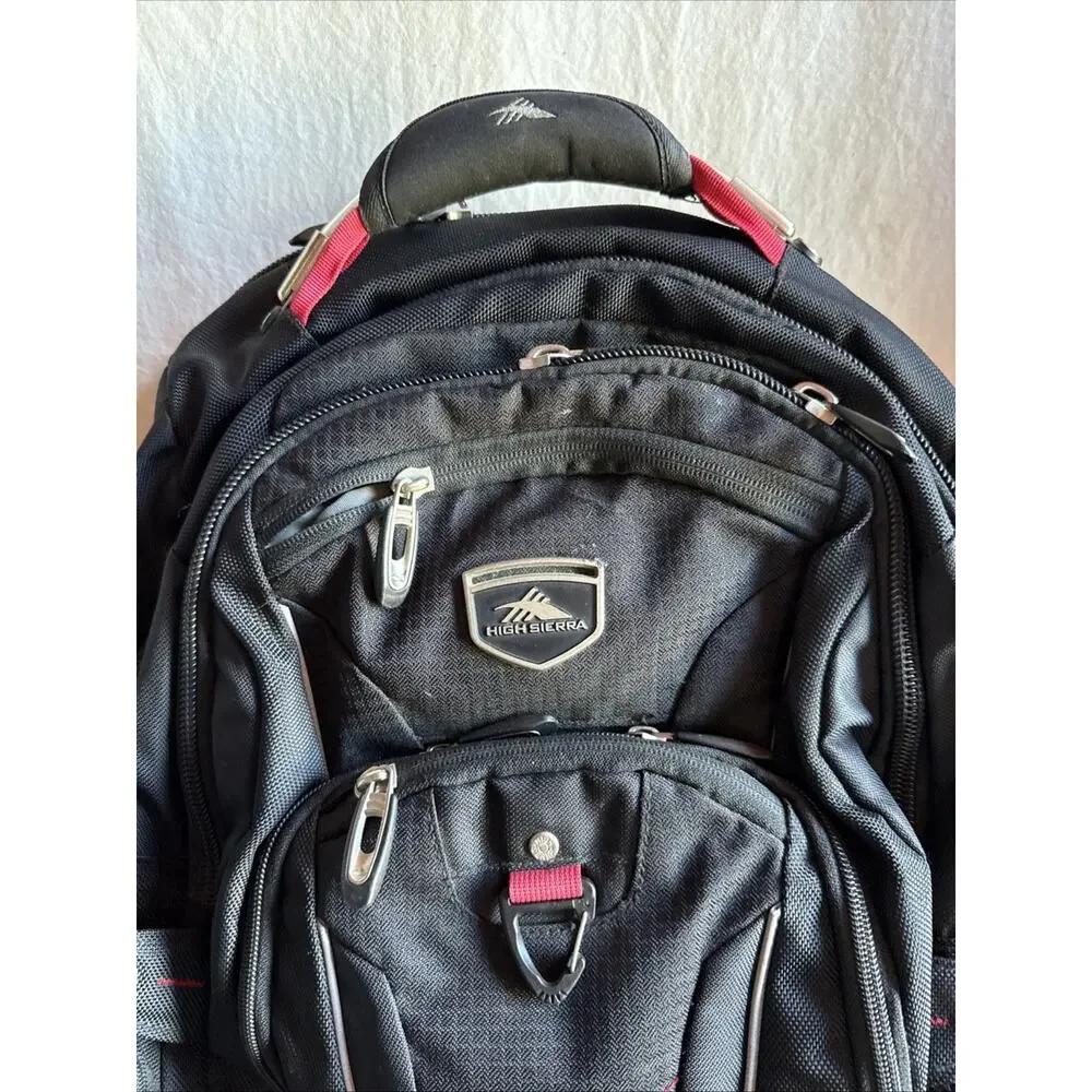 High Sierra Elite Laptop Backpack Black Red Airflow Suspension
